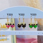 #V Zarcillos larga color circón  oro chino ((&6)