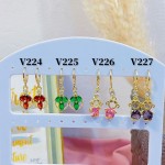 #V Zarcillos larga color circón  oro chino ((&6)