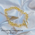 pulsera eslabon sencilla oro chino 9&