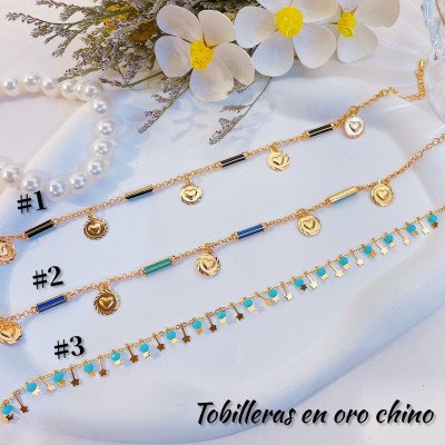 tobillera lujos Oro chino 9&