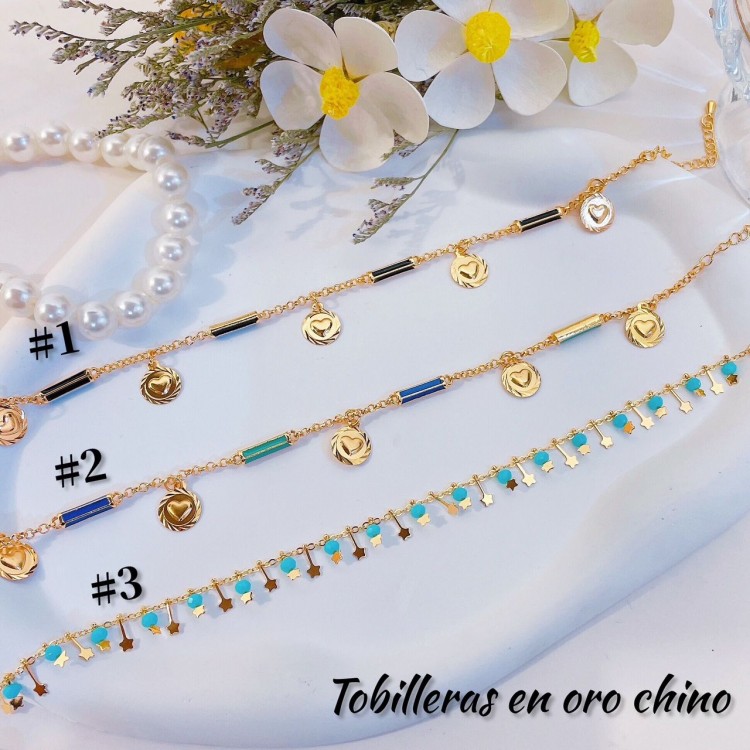 tobillera lujos Oro chino 9&