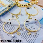#H Pulseras Rígidas Con Dijes Oro Chino 16&