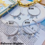 #H Pulseras Rígidas Con Dijes Oro Chino 16&