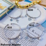 #H Pulseras Rígidas Con Dijes Oro Chino 16&