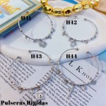 #H Pulseras Rígidas Con Dijes Oro Chino 16&