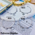 #H Pulseras Rígidas Con Dijes Oro Chino 16&