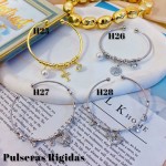 #H Pulseras Rígidas Con Dijes Oro Chino 16&
