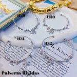 #H Pulseras Rígidas Con Dijes Oro Chino 16&