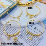 #H Pulseras Rígidas Con Dijes Oro Chino 16&