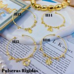 #H Pulseras Rígidas Con Dijes Oro Chino 16&