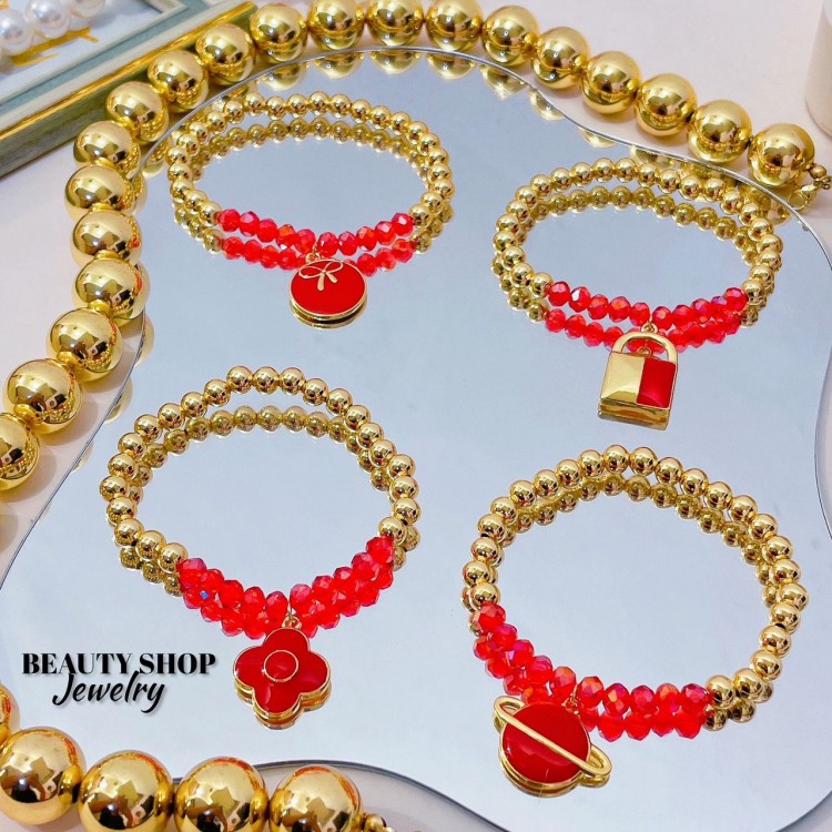 Pulsera perla Swarovski con dije Oro chino (&9.5）