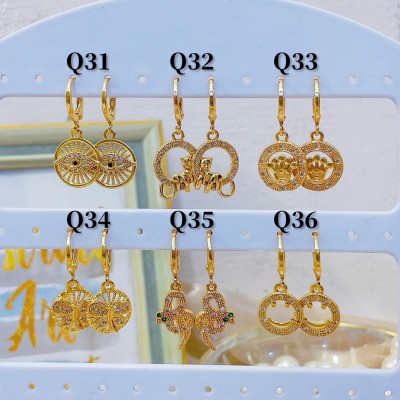 #Q Zarcillos nuevo  Oro chino 6&