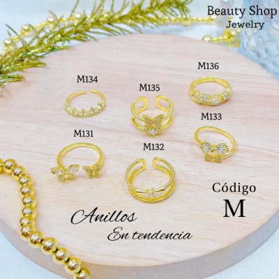 #A #m Anillos ajustable baño gold Field18k 