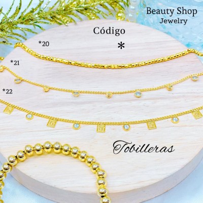 #1*tobillera lujos en baño gold field dorado