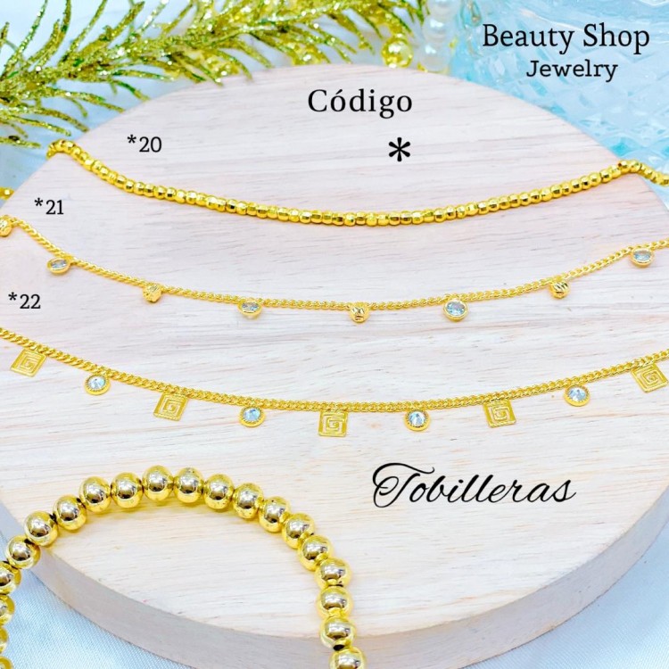 #1*tobillera lujos en baño gold field dorado