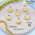 #A #m Anillos ajustable baño gold Field18k 