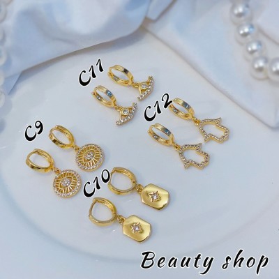 #c Zarcillos con tije lujo gold Field 18k (28 modelo) (&8.5）