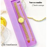 Combo reloj y pulsera rodio incluye la caja rosada