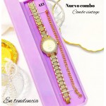 Combo reloj y pulsera rodio incluye la caja rosada