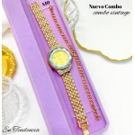 Combo reloj y pulsera rodio incluye la caja rosada